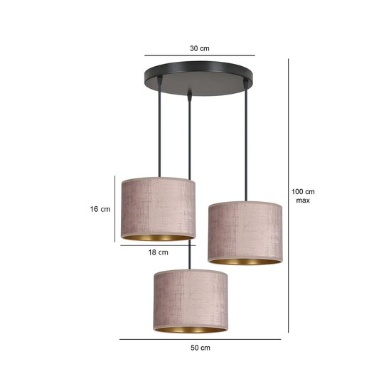 Emibig Emibig Norddjurs 3 lamp hanging lamp pink round shades 3x E27 - Ideal for adding a touch of color to your space