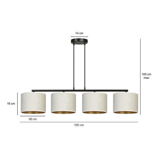 Emibig Emibig Jammerbugt hermosa lámpara colgante ancha beige redonda 4x E27 - Solución de iluminación ideal para tu sala de estar