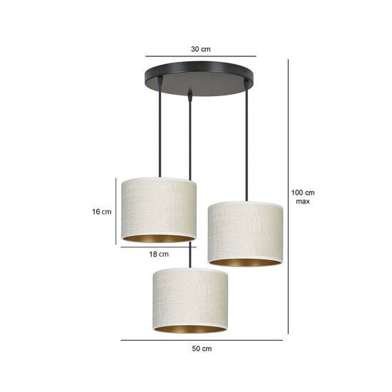 Emibig Emibig Jammerbugt 3 lampes suspension beige abat-jours ronds 3x E27 - Éclairage idéal pour chaque espace