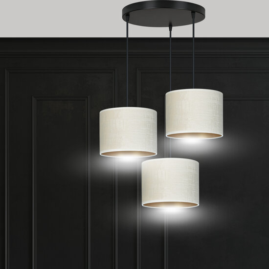 Emibig Emibig Jammerbugt 3-flammige Hängeleuchte, beige, runde Schirme, 3x E27 - Ideales Licht für jeden Raum
