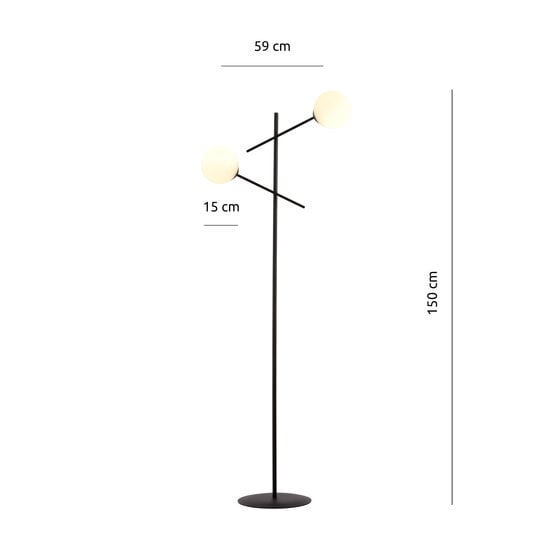 Emibig Emibig Hedensted black floor lamp with 2 white glasses E14 - Ideal for creating a modern atmosphere