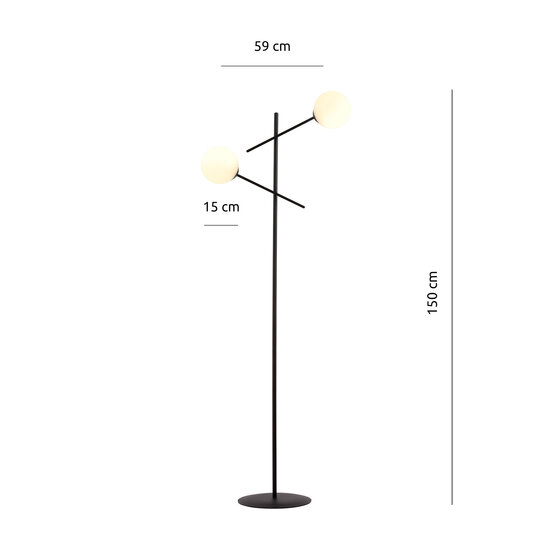 Emibig Emibig Hedensted lámpara de pie negra con 2 cristales blancos E14 - Ideal para crear un ambiente moderno