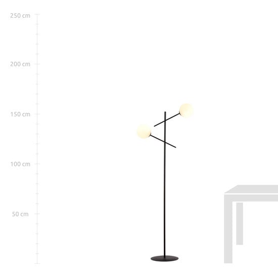 Emibig Emibig Hedensted black floor lamp with 2 white glasses E14 - Ideal for creating a modern atmosphere
