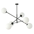 Emibig Emibig Hedensted grande lampe suspendue noire avec 6 verres blancs E14 - Éclairage idéal pour tous les espaces