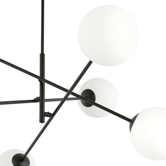 Emibig Emibig Hedensted large hanging lamp black with 6 white glasses E14 - Ideal lighting for any space