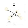 Emibig Emibig Hedensted grote hanglamp zwart met 6 witte glazen E14 - Perfecte verlichting voor elke ruimte