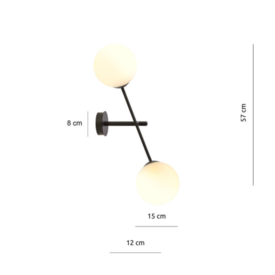 Emibig Emibig Hedensted wall lamp with 2 white round glass balls E14 - Create a cozy ambiance in your space
