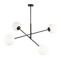 Emibig Emibig Hedensted medium hanglamp zwart met 4 melkglazen bollen E14 - Perfecte verlichting voor elke ruimte