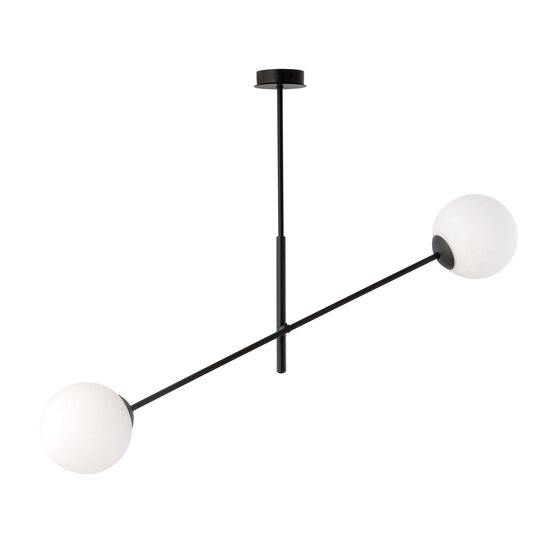 Emibig Emibig Hedensted hanging lamp black with 2 white glasses E14 - Ideal for stylish interiors