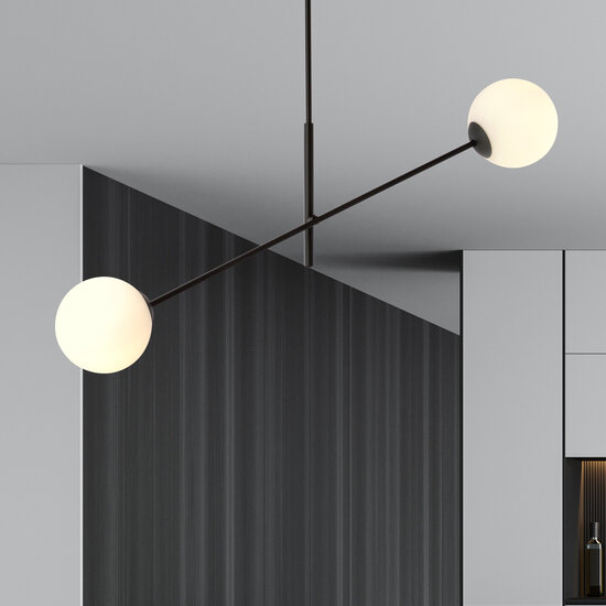 Emibig Emibig Hängelampe noire avec 2 verres blancs E14 - Idéale pour un intérieur élégant