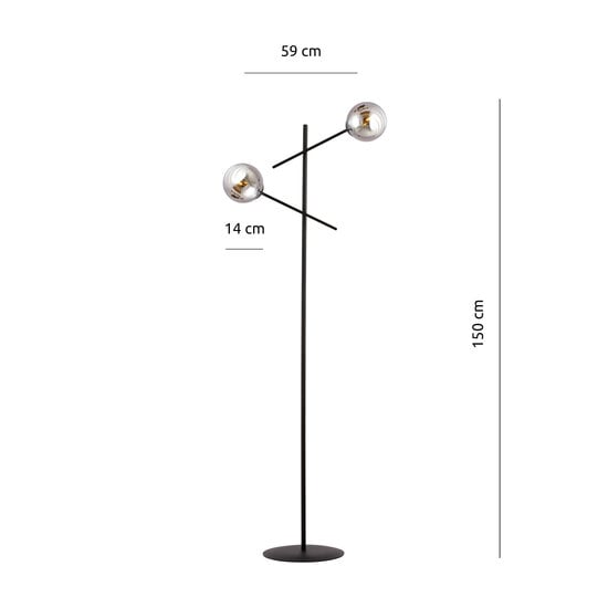Emibig Emibig Kalundborg black floor lamp with 2 smoked E14 glasses - Ideal for creating a cozy atmosphere in your home