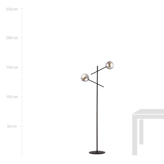 Emibig Emibig Kalundborg black floor lamp with 2 smoked E14 glasses - Ideal for creating a cozy atmosphere in your home