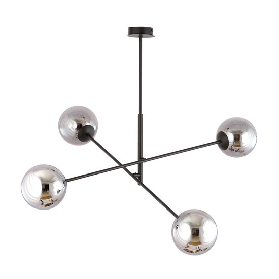 Emibig Emibig Kalundborg lampe suspendue moyenne noire avec 4 verres fumés E14 - Idéale pour créer une atmosphère chaleureuse dans votre maison