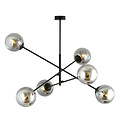 Emibig Emibig Lámpara colgante grande Kalundborg negra con 6 cristales ahumados E14 - Iluminación ideal para cualquier espacio