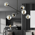 Emibig Emibig Kalundborg large hanging lamp black with 6 smoked E14 glasses - Ideal lighting for any space