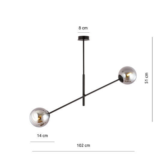 Emibig Emibig Kalundborg hanglamp zwart met 2 glazen gerookt E14 - Perfecte verlichting voor elke ruimte