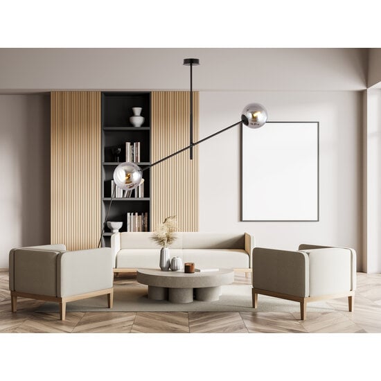 Emibig Emibig Hängelampe Kalundborg schwarz mit 2 rauchfarbenen E14-Gläsern - Perfekte Beleuchtung für moderne Innenräume
