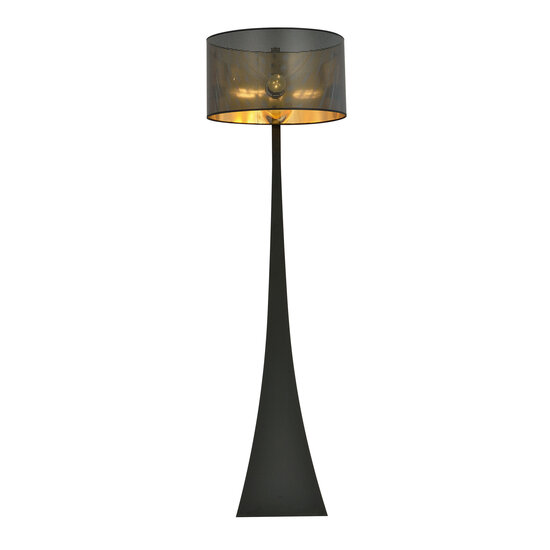 Emibig Emibig Lámpara de pie Holstebro negra con pantalla de metal negra y dorada 1x E27 - Ideal para crear un ambiente cálido en cualquier habitación