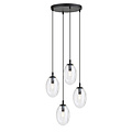 Emibig Emibig 4 flammige schwarze Pendelleuchte mit 4x E14 geblasenem transparentem Glas - Ideal für eine gemütliche Atmosphäre in jedem Raum