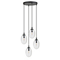 Emibig Emibig 4 luz colgante negra con 4x E14 vidrio transparente soplado - Ideal para crear un ambiente acogedor en cualquier espacio