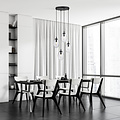 Emibig Emibig 4 flammige schwarze Pendelleuchte mit 4x E14 geblasenem transparentem Glas - Ideal für eine gemütliche Atmosphäre in jedem Raum