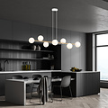 Emibig Emibig Lampe suspendue en laiton et blanc avec 8 boules en verre blanches - Éclairage parfait pour chaque espace