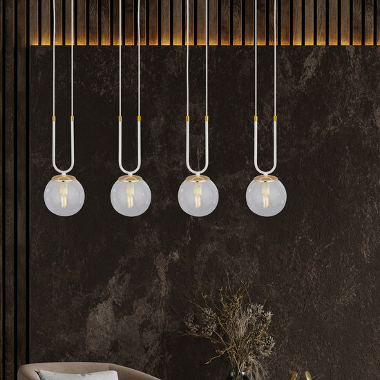 Emibig Emibig Aarhus 92cm breite Pendelleuchte mit 4 Lampen E14 transparentem Glas - Ideal für eine warme Atmosphäre in jedem Raum