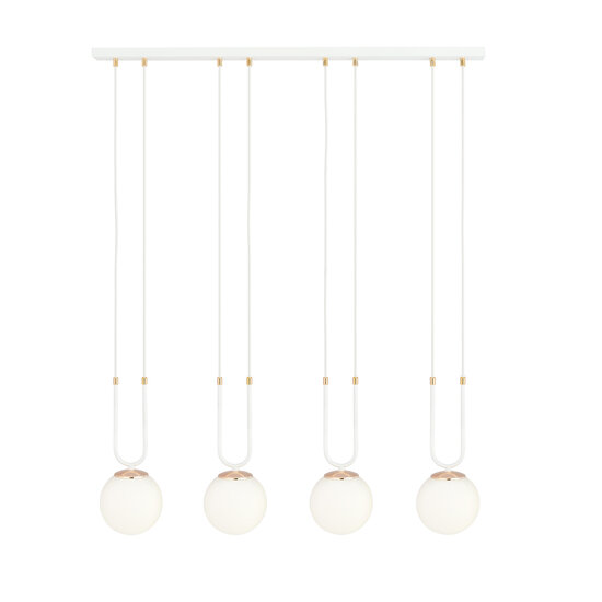 Emibig Emibig Aarhus 4 lámpara blanca con vidrio opal blanco E14 gran lámpara colgante 92 cm de ancho - Iluminación perfecta para tu espacio vital