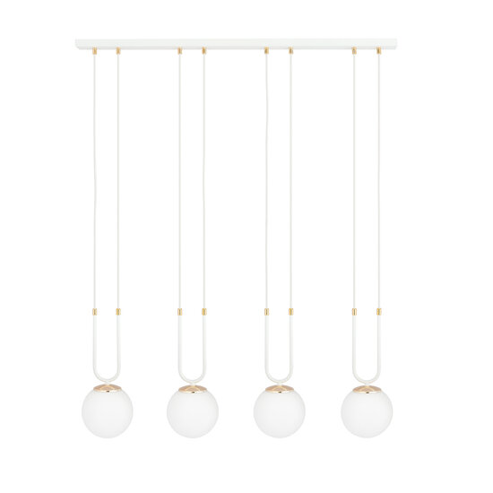 Emibig Emibig Aarhus 4 lámpara blanca con vidrio opal blanco E14 gran lámpara colgante 92 cm de ancho - Iluminación perfecta para tu espacio vital