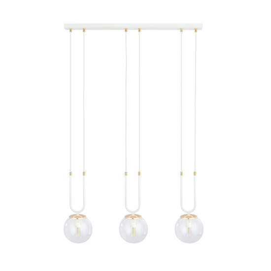 Emibig Emibig Aarhus witte 3 lamp pendellamp met amber glas E14 70 cm breedte - Perfect voor een stijlvolle inrichting