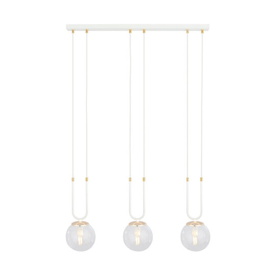 Emibig Emibig Aarhus blanche 3 lampes suspension avec verre ambre E14 70 cm de large - Idéale pour un intérieur élégant