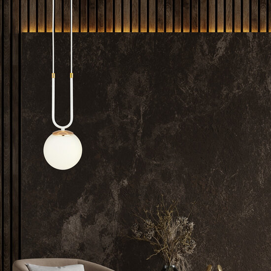 Emibig Emibig Aarhus 1 lamp wit met opaal wit glas E14 hanglamp 15 cm diameter - Perfecte verlichting voor elke ruimte