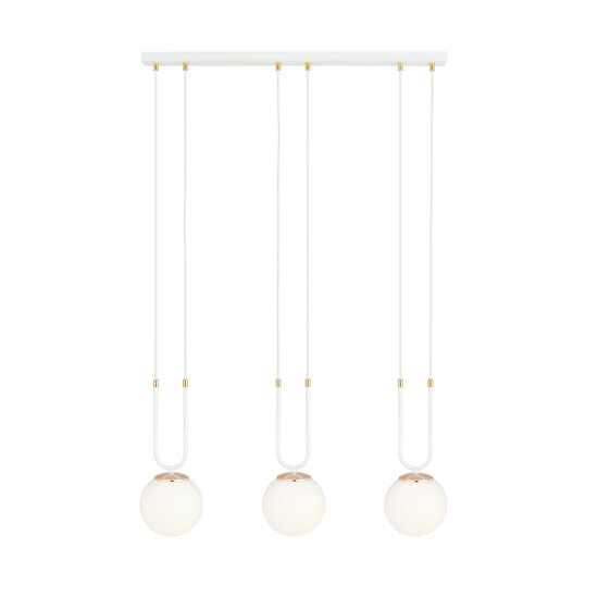 Emibig Emibig Aarhus 3 lamp wit met wit glas E14 lange hanglamp 70 cm breedte - Perfect voor sfeervolle verlichting in elke ruimte
