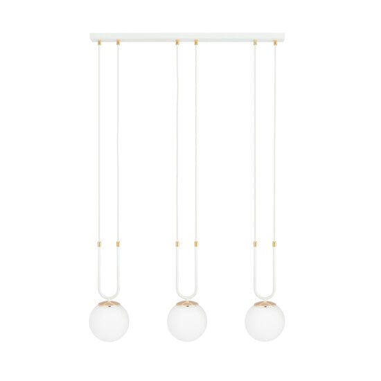 Emibig Emibig Aarhus 3 lamp white with white glass E14 long hanging lamp 70 cm width - Ideal for creating a cozy atmosphere in any room