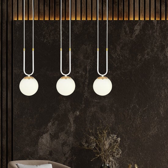 Emibig Emibig Aarhus 3 lamp white with white glass E14 long hanging lamp 70 cm width - Ideal for creating a cozy atmosphere in any room