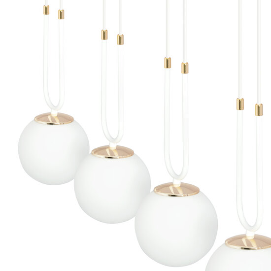 Emibig Emibig Aarhus 3 lamp wit met wit glas E14 lange hanglamp 70 cm breedte - Perfect voor sfeervolle verlichting in elke ruimte