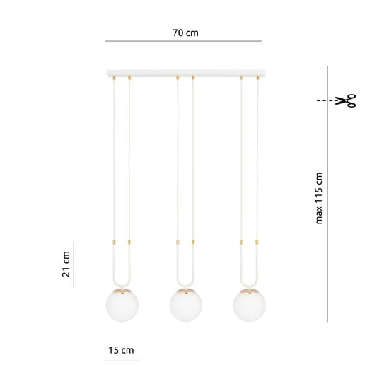Emibig Emibig Aarhus 3 lamp white with white glass E14 long hanging lamp 70 cm width - Ideal for creating a cozy atmosphere in any room