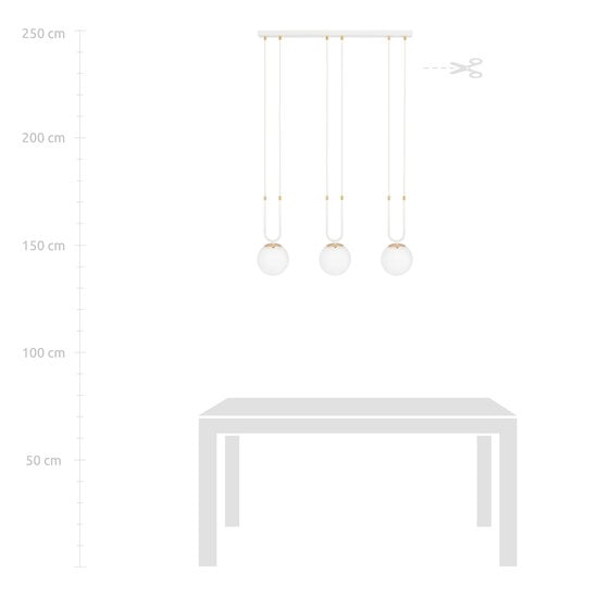 Emibig Emibig Aarhus 3 lamp white with white glass E14 long hanging lamp 70 cm width - Ideal for creating a cozy atmosphere in any room