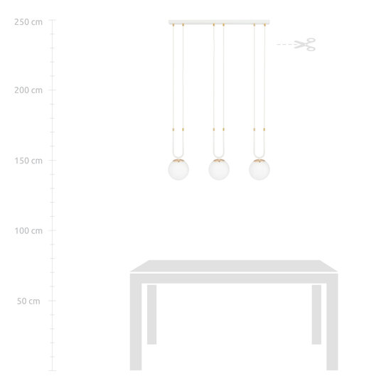 Emibig Emibig Aarhus 3 lámpara blanca con vidrio blanco E14 lámpara colgante larga 70 cm de ancho - Ideal para crear un ambiente acogedor en cualquier habitación