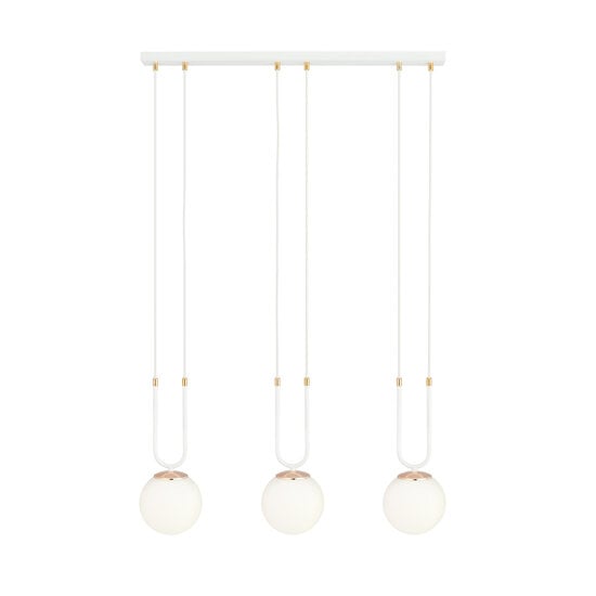 Emibig Emibig Aarhus 3 lamp white with white glass E14 long hanging lamp 70 cm width - Ideal for creating a cozy atmosphere in any room