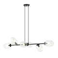 Emibig Emibig Lampe suspendue noire exceptionnelle avec 6x E14 en verre transparent soufflé - Parfaite pour une ambiance élégante