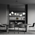 Emibig Emibig Lampe suspendue noire exceptionnelle avec 6x E14 en verre transparent soufflé - Parfaite pour une ambiance élégante