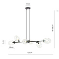 Emibig Emibig Außergewöhnliche schwarze Hängelampe mit 6x E14 mundgeblasenem transparentem Glas - Perfekt für eine stilvolle Atmosphäre