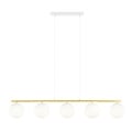 Emibig Emibig Lámpara colgante muy larga blanca y de latón 5x E14 bombillas de vidrio esmerilado - Ideal para crear un ambiente acogedor en su hogar