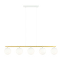 Emibig Emibig Très longue lampe suspendue blanche et laiton 5x E14 ampoules en verre dépoli - Idéale pour créer une atmosphère chaleureuse chez vous