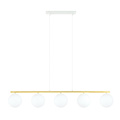 Emibig Emibig Sehr lange weiße und messingfarbene Hängelampe mit 5x E14-Milchglasbirnen - Ideal für eine gemütliche Atmosphäre in Ihrem Zuhause