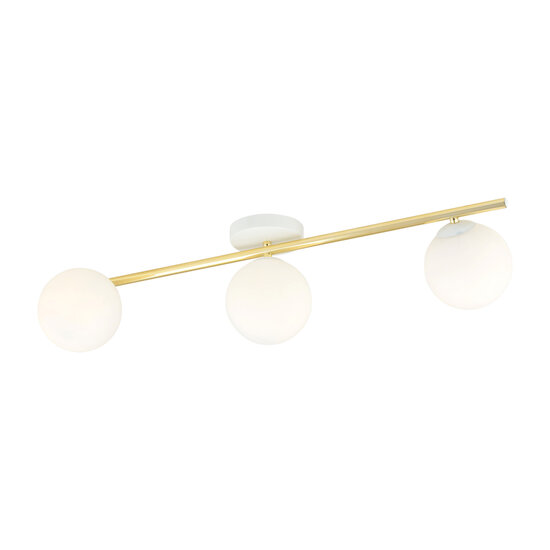 Emibig Design-Deckenleuchte 3x E14 weiß mit Messing- und Milchglaskolben - Ideal für eine stilvolle Atmosphäre
