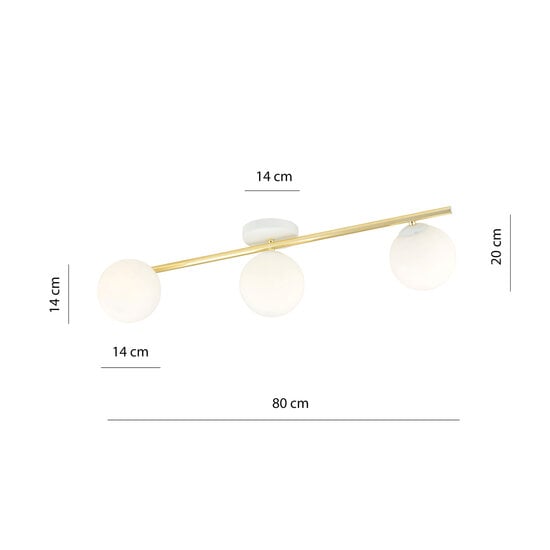 Emibig Emibig Design ceiling lamp 3x E14 white with brass and frosted glass bulbs - Ideal for a stylish ambiance