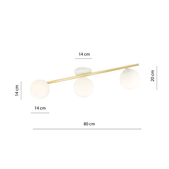 Emibig Emibig Design-Deckenleuchte 3x E14 weiß mit Messing- und Milchglaskolben - Ideal für eine stilvolle Atmosphäre