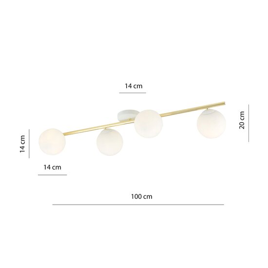 Emibig Emibig Design-Deckenleuchte 4x E14 weiß mit Messing- und Milchglaskolben - Verleihen Sie Ihrem Raum mit stilvollem Licht eine besondere Note